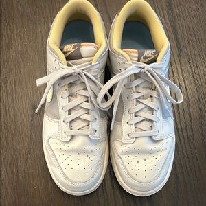Nike Dunks  Men’s Low-Top Sneakers in Light Gray with Yellow Lining